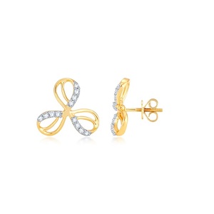Pendientes de Mariposa Minimalistas de Oro Amarillo de 18K, Diamante Cultivado en Laboratorio de Corte Redondo, Joyería Fina Elegante, Regalo para Mujer - Product Image 1