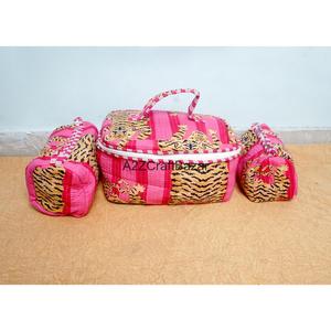Juego de 3 Bolsas Organizadoras de Maquillaje y Cosméticos con Cierre, Rayas de Algodón 100% Puro, Asa Suave y Ecológicas, Venta al por Mayor - Product Image 1