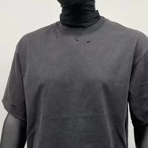 เสื้อยืดผู้ชายสไตล์ดิสเทรส ราคาถูกจากโรงงาน คุณภาพเยี่ยม ระบายอากาศได้ดี รับสกรีนโลโก้/สีตามสั่ง เสื้อยืดดิสเทรสสุดฮิต น้ำหนักเบา - Product Image 2