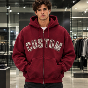 Sweat-shirt à capuche zippé minimaliste pour homme, design épuré, en coton, fabrication OEM/ODM, marque privée, export en gros, ajustement parfait - Product Image 5