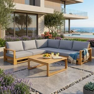 Garden Sofas Set (6pcs) acacia <b>wood</b> with cushion Sofa outdoor funiture made in Vietnam Thinh Phu outdoor furniture factory - Product Image 6