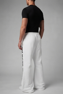 Pantalon de survêtement large évasé pour homme, taille à cordon, lettres brodées, style décontracté urbain, en coton éponge respirant 400 GSM - Product Image 4