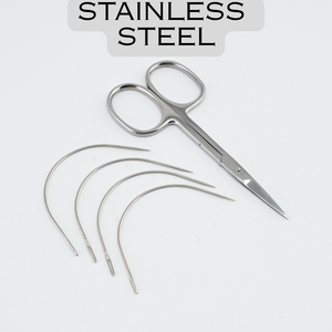 Hair Extension <b>Sewing</b> Kit Curved Weaving Needles with Small Thread Cutting Scissors Wig Making Tool <b>Set</b> Stainless Steel - Product Image 3