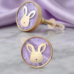 Resin Bunny Cabinet Knob for Wardrobe Bedroom Drawer Kids Furniture <b>Handle</b> Modern Purple <b>Gold</b> Eco-Friendly Adjustable Durable - Product Image 1