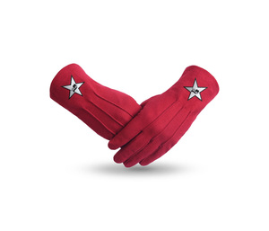 Gants en coton rouge de haute qualité des Templiers avec patch étoile - Product Image 1