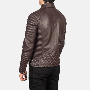 Men's Slim Casual Regular-Length Reversible Waterproof Breathable Leather Windbreaker Jacket with Stand Collar Canvas Fabric - Product Image 4