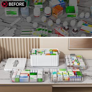 Organizador de Medicamentos Portátil de 4 Niveles con Asa de Plástico, Botiquín de Primeros Auxilios Vacío, Caja Médica Multiusos para Almacenamiento de Pastillas - Product Image 5