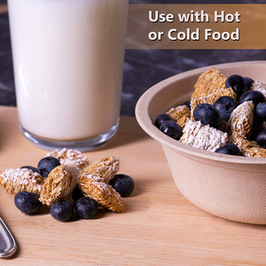 Bols en plastique jetables 16 oz, grands, 100 % compostables, biodégradables, écologiques, couleur naturelle, design moderne, pratiques pour les fêtes - Product Image 2