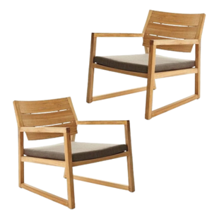 Fauteuils de salon de jardin avec coussin bas en teck naturel, canapés de jardin, canapé une place - Product Image 5