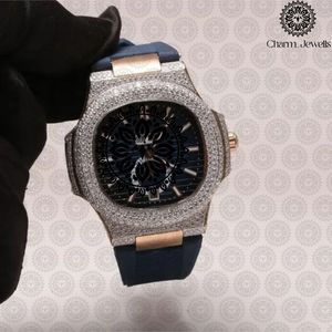 Charm Jewells Montre de luxe pour homme en acier inoxydable, boîtier de 43 mm, cristal saphir, mouvement mécanique analogique, résistant à l'eau jusqu'à 10 bars - Product Image 2