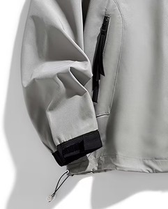 Men's Hooded Stand Canvas <b>Jacket</b> Color Blocking Waterproof Casual Winter Coat Single Button Closure Loose Fit Gray <b>Black</b> Design - Product Image 6