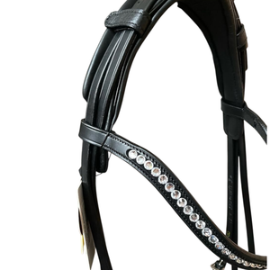 Elegante Brida Inglesa de Cuero Sintético Negro con Acabado Croco, Acolchada de Alta Calidad para Doma Clásica, con Cristales Decorativos y Talla Personalizada - Product Image 2