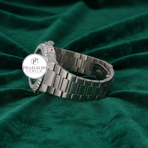 นาฬิกาเพชรหรู Pragalbh Jewels นาฬิกาโมอิสซาไนต์ หน้าปัดสีน้ำเงิน ประดับเพชรเต็มเรือน ตัวเรือนสแตนเลสสตีล ระบบออโตเมติก เครื่องกล ของขวัญสำหรับผู้ชาย - Product Image 2