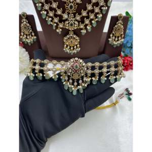 Ananya Premium Victorian <b>Gold</b>-Plated Bridal Jewelry Combo <b>Set</b> - Product Image 3