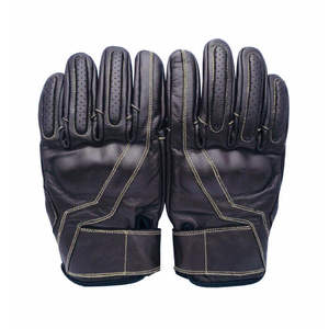 Mitaines d'hiver en cuir beige à doigts complets, compatibles écran tactile, avec détection de la pression, paume à grain doux, revers fendu et doublure en cachemire - Product Image 2