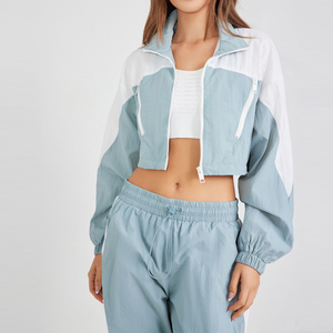 Embroidery Washed <b>Cropped</b> Sport Street Wear Custom Logo <b>Zip</b> <b>up</b> Two 2 Piece Sweatpants and Hoodie Set Joggers Tracksuits Womens - Product Image 2