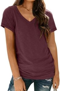 T-shirt femme col V à manches courtes, mode streetwear, haute qualité, logo personnalisable, décontracté, été, tricoté, anti-boulochage - Product Image 3