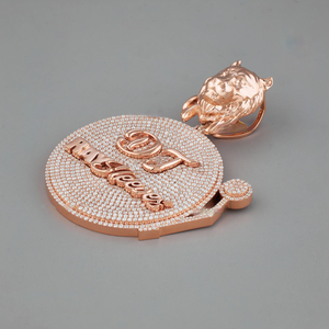 DT RAY Sleeves Rose Gold Plated Tiger Pendant With Crystal Rhinestone Inlay Hiphop Themed Charm Unisex Jewelry - Product Image 2