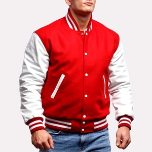เสื้อแจ็คเก็ตวาร์ซิตี้สีเขียวสำหรับผู้ชาย แขนหนัง PU สีดำ ปกคอพับ สไตล์ลำลองสำหรับฤดูใบไม้ร่วง ทรงปกติ - Product Image 4