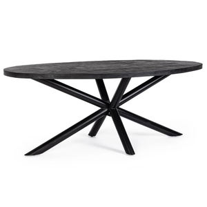 Table à manger pliante en bois de manguier massif, finition noire mate, style industriel, pour la maison, la cuisine, le restaurant, pieds araignée, durable, facile à nettoyer - Product Image 1