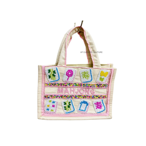 2026 Trendy Handmade Beaded Mahjong Mini Tote <b>Bags</b> Custom Name Personalized Summer Cotton Lining Open Custom Logo for <b>Toddlers</b> - Product Image 4