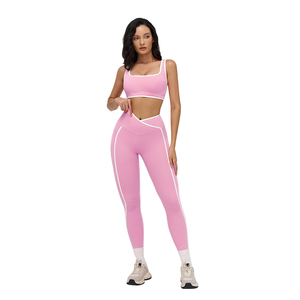 Set Yoga Rosa da Donna 2 Pezzi <span class=keywords><strong>per</strong></span> Allenamento Abbigliamento Sportivo Personalizzabile Set Yoga <span class=keywords><strong>Fitness</strong></span> - Product Image 2