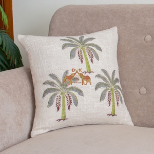Funda de cojín de algodón de alta calidad con estampado de palmeras a mano, de moda. - Product Image 5