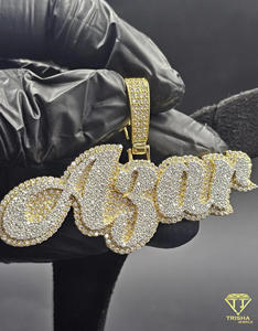 ASAR Letter <b>Name</b> Pendant Iced Out Moissanite Hip Hop <b>Necklace</b> 18k Gold Plated GIA <b>Custom</b> Jewelry Gift - Product Image 1