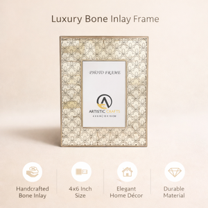 Premium Bone Inlay Photo <b>Frame</b> <b>4x6</b> Inch | Handcrafted Carving Design Picture <b>Frame</b> | Decorative Tabletop <b>Frame</b> for Home & Office - Product Image 3