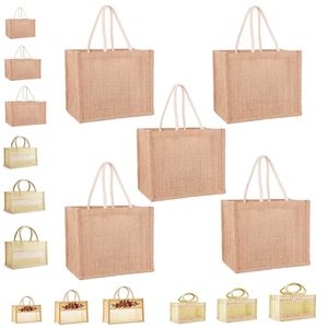 Sac de plage en jute écologique, sac de shopping en toile de jute extra large, sac de courses réutilisable avec poignées, logo personnalisé - Product Image 2
