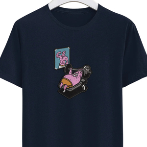 Camiseta Deportiva de Manga Corta para Hombre, Color Azul Marino, Diseño de Dibujos Animados de Patrick, Cuello Redondo, Corte Regular, Estilo Casual, Poliéster/Algodón, Secado Rápido, Transpirable - Product Image 5