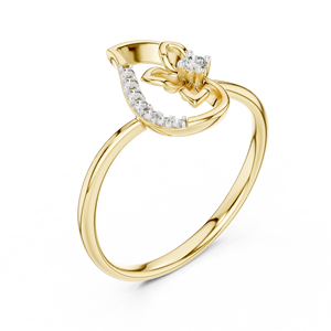 Anillo de Mujer con Diamante Cultivado en Laboratorio con Corte Único en Forma de Pétalo, Chapado en Rodio, Oro Amarillo Sólido de 18 Quilates, para Compromiso, Boda, Fiesta, San Valentín - Product Image 4