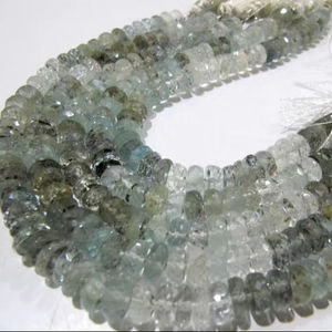 Cuentas de Piedra Preciosa de Aguamarina Natural con Forma de Rondelle, Facetadas y Sombreadas, de 8 Pulgadas - Product Image 4