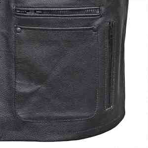 Gilet en toile et cuir OEM, écologique, imperméable, coupe-vent, col rabattable, vêtement d'extérieur de haute qualité, réversible, pour motard - Product Image 5