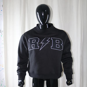 เสื้อสเวตเชิ้ตคอเต่าสีดำ R B BLACK 100% สีดำ ปักลายแบบ Applique คอเสื้อกว้าง CLUSH INDUSTRIES - Product Image 3
