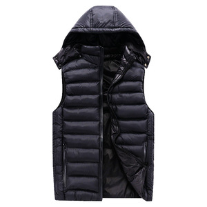 Veste matelassée sans manches à capuche pour homme, en toile, coupe-vent, polyester, hiver, écologique, imperméable, doublure en coton, minimaliste - Product Image 5