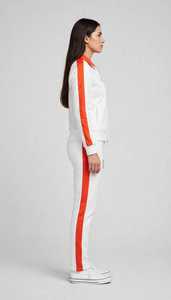 <b>Women's</b> Maroon <b>White</b> Color Block Heat-Transfer Printed 2-in-1 Polyester <b>Tracksuit</b> Set Full Sleeve Turtleneck Zipper Sporty Loose - Product Image 6