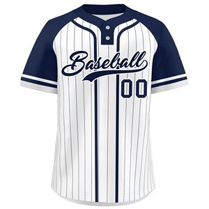 Maillot de baseball en polyester interlock à manches rayées, design personnalisé, emballage sur mesure, logo brodé sur le devant - Product Image 1