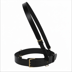 Ceinture porte-épée en cuir marron Geoffrey SAM BROWNE avec 2 sangles transversales et accessoires en laiton, design logo - Product Image 4