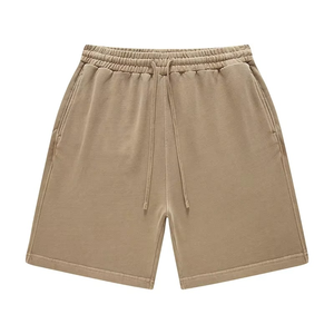 Shorts unisexes en coton vert uni avec cordon de serrage à la taille et poches latérales pour l'été - Product Image 4