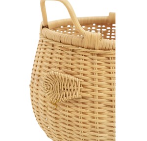 Cute <b>Large</b> Bear Rattan <b>Storage</b> <b>Basket</b> with Handles Handwoven Wicker Tall Toy Bin for Boho Neutral Kids Nursery Decor - Product Image 3