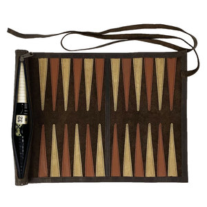 Leather <b>Backgammon</b> Roll-Up Board Game <b>Set</b> Foldable for Travel and Outdoor Use - Product Image 4