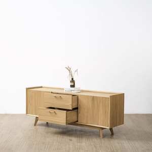 Aparador Moderno Japandi de Madera de Teca Sólida, Mueble de Almacenamiento Contemporáneo para Dormitorio y Cocina, Fácil de Armar - Product Image 1