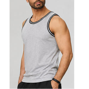 Débardeur sans manches rayé pour homme, col rond, tricoté, coupe décontractée, motif noir et blanc, style streetwear - Product Image 2