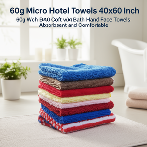 60g Micro Hotel Towels 40x60 Inch Soft Cotton <b>Bath</b> Hand Face Towels Absorbent and Comfortable - Product Image 3