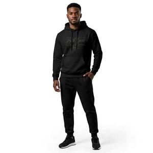 Men's <b>Pink</b> 100% Cotton <b>Tracksuit</b> Full Zip Hoodie Sweatpants <b>Set</b> Casual Solid Color Breathable Midweight Regular Fit Autumn Wear - Product Image 3
