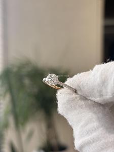 Anillo de Compromiso con Halo Oculto y Diamantes Cultivados en Laboratorio, Corte Redondo, Duradero, 1.20 Quilates, VVS VS EF, Oro Sólido, Regalo de Joyería - Product Image 4