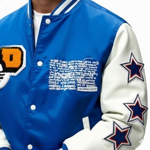Custom Embroidered <b>Leather</b> Bomber <b>Jacket</b> Premium Genuine <b>Leather</b> Casual Outerwear OEM ODM Factory Sample Service - Product Image 3