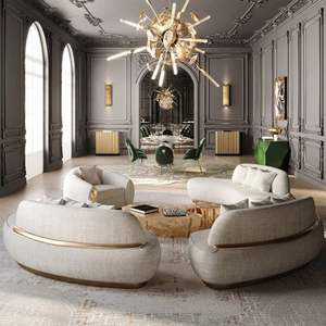 Sofá Seccional Curvo de Lujo en Oferta, Madera en Forma de L, Duradero, Ecológico, Tradicional, Mandarín Oriental, Elegante, para Sala de Estar - Product Image 6