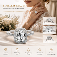 Cincin Pernikahan Perak Sterling 925 Moissanite Mewah Terlaris, Perhiasan Berkualitas Tinggi, Cincin Tunangan Wanita yang Indah